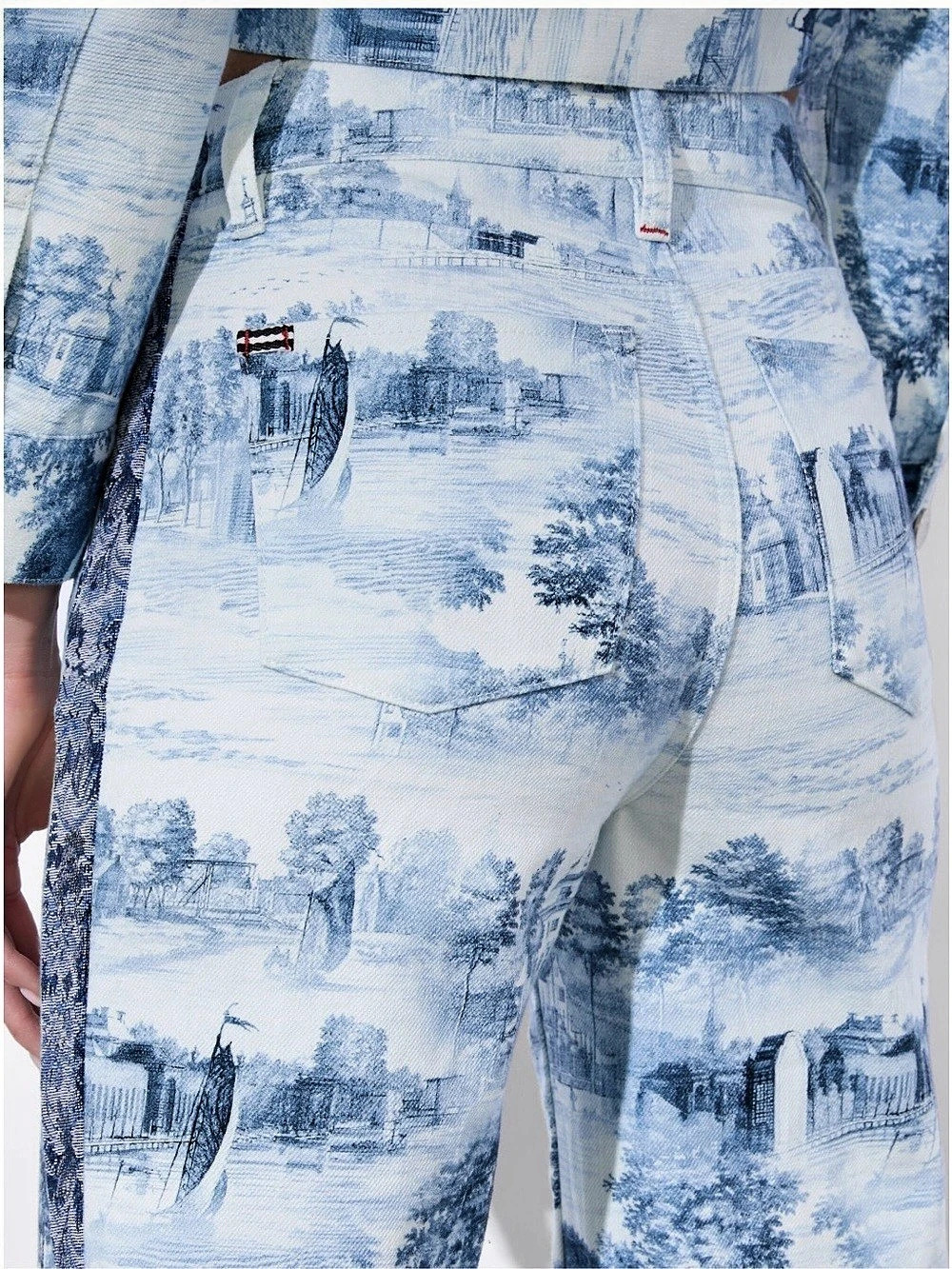 Alice + Olivia 28 Wide Leg Pant Blue & White Waist 28 NWT - Picture 8 of 10